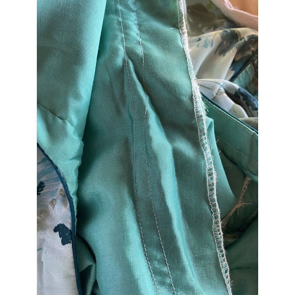 Vtg Handmade Asian Inspired Gold Trim Side Slit Sheath Dress Small Medium Floral - Picture 8 of 8